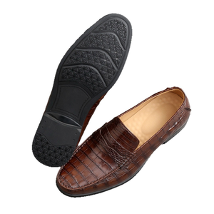 Mocassins en cuir de crocodile véritable, chaussures habillées classiques marron, vente directe d'usine, chaussures pour hommes - Product Image 3