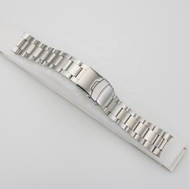 22mm Brushed Silver Solid Screw Design New SKX007 Case End Piece with 316L Stainless Steel 3 Links for Watch Band Bracelet
