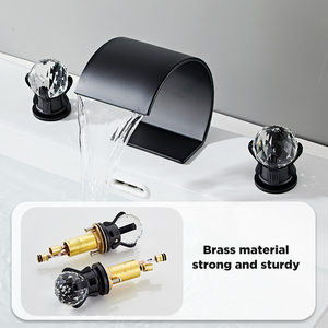 Nghệ Thuật Sang Trọng Hình Dạng Rắn Brass Phổ Bạo Phòng Tắm Bồn Rửa Vòi 3 Lỗ 2 Pha Lê Xử Lý Nóng Lạnh Nước Máy Trộn Tap - Product Image 2