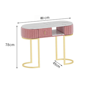 Table et chaises de manucure modernes de luxe en gros, tables à ongles professionnelles avec plateau en marbre, mobilier de salon de beauté personnalisé pour les ongles - Product Image 2
