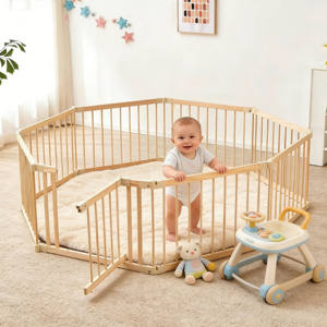 Corralito Plegable de Madera de Diseño Moderno con Características de Seguridad para Bebés y Niños Pequeños, para la Escuela, el Dormitorio y la Sala de Estar - Product Image 4