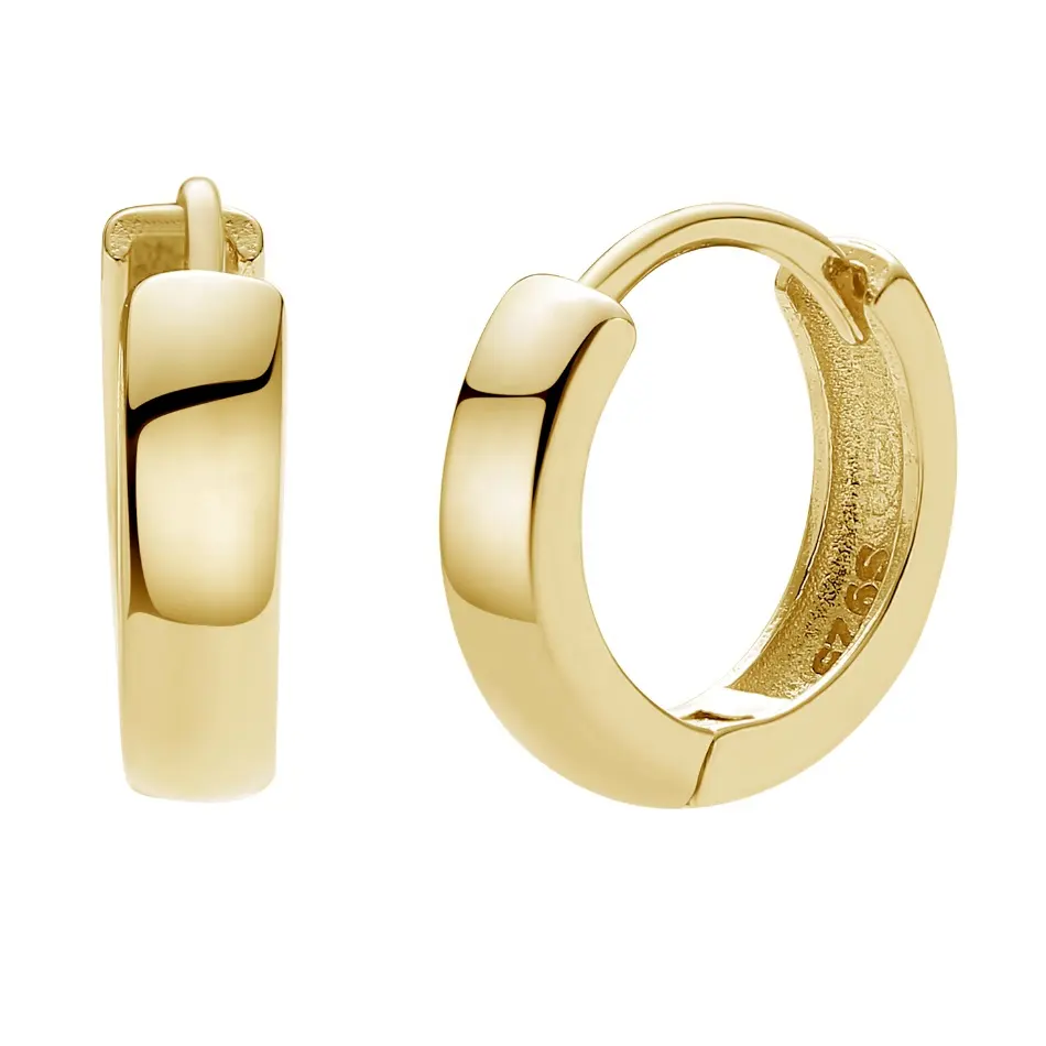 Argento Fabbricazione di Gioielli 14K & 18K Oro Vermeil Huggies 925 Sterling Argento Placcato Bold Orecchini A Cerchio