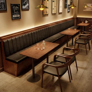 Chất lượng cao OEM ODM da bằng gỗ bọc khách sạn gian hàng đồ nội thất nhà hàng cafe cà phê bàn ăn ghế Bộ - Product Image 4