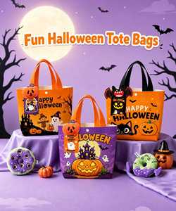 Bolsa de Lona Premium con Diseño de Fantasmas para Halloween, Ideal para Dulces y Decoración Festiva - Product Image 1