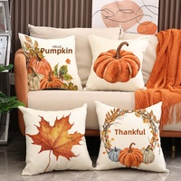 Herbstliche Thanksgiving-Kürbis-Dekokissenhülle aus Polyester mit PP-Baumwollfüllung für Wohnzimmer-Sofakissen