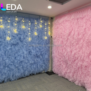 LeDA Hot Tulle Flower Wall Supplier Baby Blue Blue Curtain Sheer Tulle Wall For Party Wedding Baby Shower Backdrop Decoration - Product Image 6