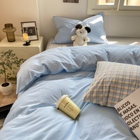 Home Décor Drap de couette Housse de couette 4 pièces Ensemble de literie en microfibre lavée de luxe