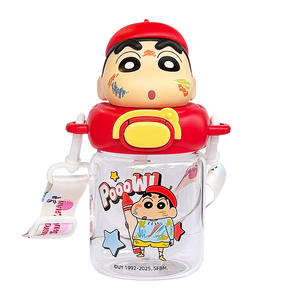 Vaso con pajita Zuo Mu Crayon Shin Chan, Tritan, con tapa abatible, portátil, para niños, regalo para el regreso a clases - Product Image 4