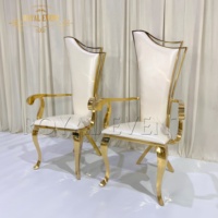 Vente en gros de chaises de cérémonie en or, chaises de mariée à dossier haut et trône en acier inoxydable pour événements, mariage, fête