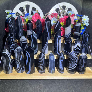 Bán buôn số lượng lớn mã não đen điểm đá quý Thủ công mỹ nghệ đen Sardonyx tháp để trang trí - Product Image 6