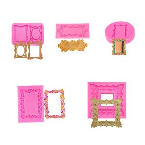 Marco cuadrado en <span class=keywords><strong>relieve</strong></span> Molde de silicona para Fondant Herramientas de decoración de pasteles Moldes de pasta de goma de chocolate Herramientas de repostería para hornear - Product Image 1