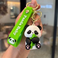 Porte-clés personnalisable en PVC motif panda de dessin animé, pendentif mignon pour couple, porte-monnaie, cadeau promotionnel pour machine à attraper les cadeaux de vacances