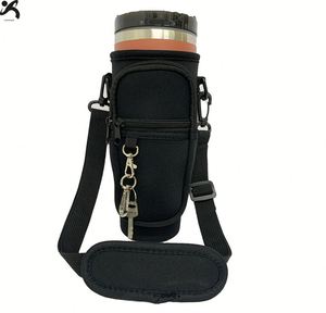 Porte-bouteille d'eau en néoprène isolé, sac bandoulière avec sangle réglable et poches zippées pour une utilisation en extérieur - Product Image 2