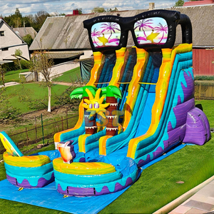Tobogán tropical de verano <span class=keywords><strong>para</strong></span> exteriores, tobogán de agua inflable de grado comercial con gafas de sol <span class=keywords><strong>para</strong></span> <span class=keywords><strong>piscina</strong></span>, tobogán de doble carril <span class=keywords><strong>para</strong></span> niños y adultos - Product Image 3