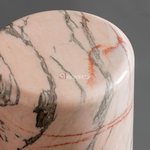 Newstar Pierre Naturelle Statuario Rosso Marbre <span class=keywords><strong>Rose</strong></span> Table Basse Canapé Table <span class=keywords><strong>D</strong></span>'appoint avec Colonne Ronde dans Le Salon - Product Image 4
