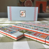 Juego de Fichas de Mahjong Americano de 4 Capas de Acrílico Grabado con Diseño de Ginkgo Verde de 160 Piezas, Personalizado al por Mayor (Solo Fichas)