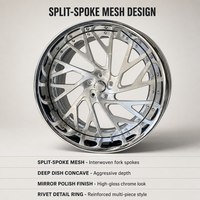 Nouvelles jantes XTTD personnalisées multi-rayons concaves profondes en alliage d'aluminium forgé chromé poli 5x114.3/120/100/108 PCD haute performance