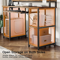 Bureau d'ordinateur avec plateau pour clavier et étagères de rangement, poste de travail pour studio de musique ou bureau à domicile