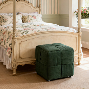 Pouf repose-pieds carré en velours côtelé vert, doux et confortable, pour canapé - Product Image 5