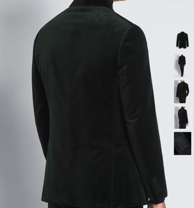 Chaqueta <span class=keywords><strong>Virgilio</strong></span> Personalizada de Terciopelo de Algodón Verde Oscuro con Botones para Hombre, Trajes de Boda y Oficina - Product Image 4