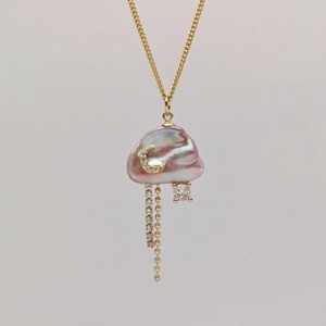 Collana di perle barocche naturali-pendente nuvola stravagante con ciondoli <span class=keywords><strong>luna</strong></span> e stella | Accentato di cristallo, placcato in PVD oro 18K - Product Image 3
