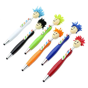 Promocional cara humana <span class=keywords><strong>hombre</strong></span> Regalos personalizado polvo mopa Topper pantalla limpieza pluma 2 en 1 Stylus Pen muñeca cabeza pluma - Product Image 4