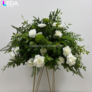 LEDA Party Event Supplies Handmade White Rose <b>Flower</b> Ball Silk <b>Artificial</b> <b>Flower</b> for Wedding Decor - Product Image 2