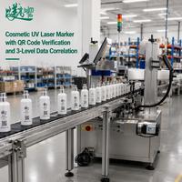 Machine de marquage laser UV en ligne pour cosmétiques, avec code QR anti-duplication et système de traçabilité de données à 3 niveaux