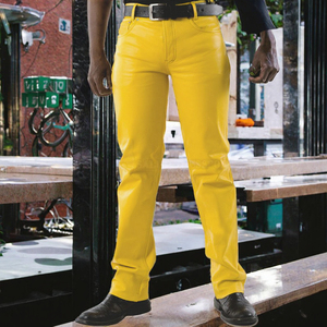 Pantalones de chándal casuales de algodón y cuero para hombre, personalizados, tallas grandes, con cierre de botón, ligeros, de corte regular, transpirables, teñido liso de secado rápido - Product Image 3