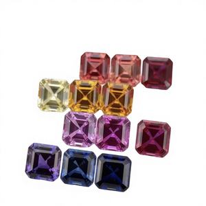 Saphir rose, jaune, violet, orange créé en laboratoire, taille émeraude 4x4mm-12x12mm, rubis synthétique, saphir bleu, prix par carat - Product Image 4