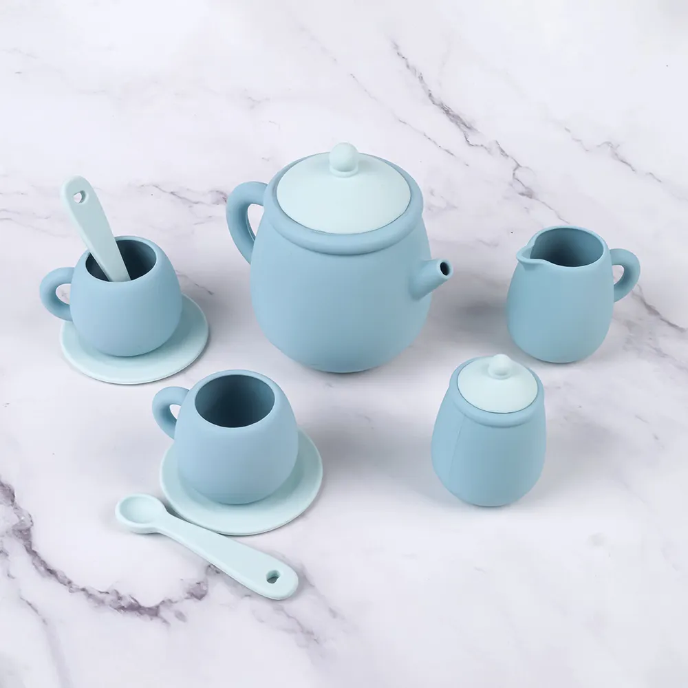 Ensemble de tasses à thé et à dessert pour l'après-midi en silicone OEM ODM pour enfants Jouet de jeu d'imitation Jouet en silicone pour bébé Produits pour bébé