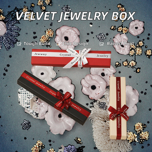 Caja de Joyería de Terciopelo Moderna y Lujosa, Rectangular, con Lazo de Seda, para Collares, Regalo para Damas de Honor de Boda - Product Image 2