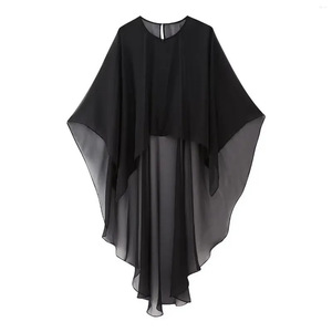 <span class=keywords><strong>Camicia</strong></span> lunga da donna in chiffon sottile, graziosa e traspirante, a tinta unita, con <span class=keywords><strong>collo</strong></span> a scialle - Product Image 4