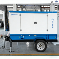 Générateur diesel mobile triphasé sur remorque 250 kVA 50/60 Hz 220 V/380 V, démarrage électrique, refroidissement par eau, silencieux, alimentation mobile