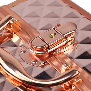 Hộp Kim Cương Chuyên Nghiệp Màu Vàng Hồng, Hộp Trưng Bày Mỹ Phẩm Trang Điểm Bằng Nhôm Dễ Mang Theo, Có Khay Khóa - Product Image 5