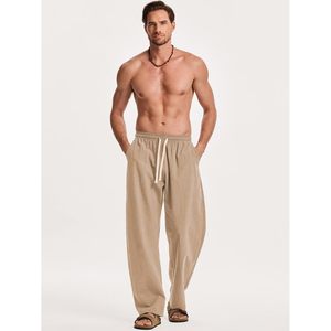 Pantalones Casuales de Algodón Ligero para Hombre FOXA, Corte Holgado, Cintura Elástica, Estilo Playa - Product Image 6