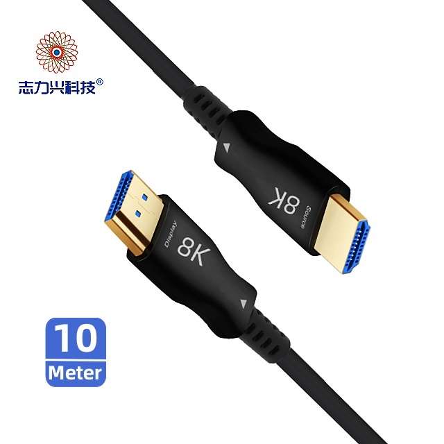 HDMI AOC 2.1 Cable 8K 60Hz 48Gbps Black Color Zinc Alloy Active Optical Fiber Cable 10 Meters