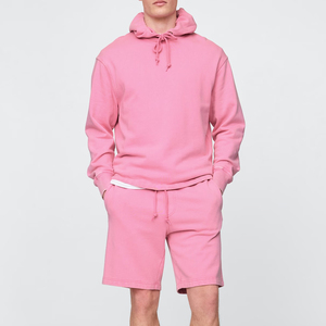 ชุดฮู้ดดี้และกางเกงขาสั้นผู้ชายสีพื้นระบายอากาศได้ดี สไตล์สตรีทแวร์สำหรับฤดูใบไม้ร่วง ผ้าโพลีเอสเตอร์/คอตตอนคุณภาพสูง ปรับแต่งได้ - Product Image 1