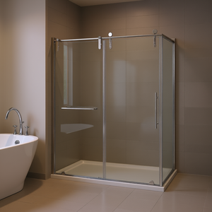 Mampara de Ducha de Vidrio Templado sin Marco 60 x 76 con Puerta Corredera de Níquel Cepillado y Revestimiento Fácil de Limpiar - Product Image 2