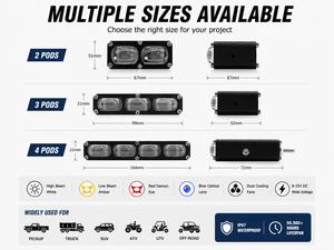 <b>LED</b> Grille <b>Lights</b> 2 3 4 Pods High Beam White Low Beam Amber <b>Red</b> Demon Eye Off Road Auxiliary <b>Lights</b> - Product Image 6