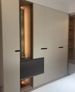 Armoire double en bois massif contemporaine moderne minimaliste personnalisée, écologique, pour chambre à coucher, villa et bureau à domicile - Product Image 6