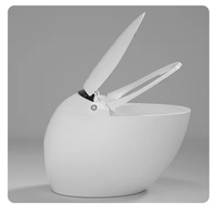 WC intelligent rond avec capteur au sol, siège de toilette intelligent intégré, chasse d'eau automatique, double chasse, fixation au sol, séchage à air chaud