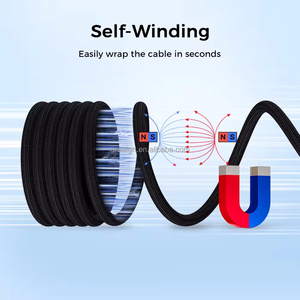 2024 nóng bán N52 từ PD 60W pd27w 3A sạc nhanh cáp USB dây bện không bị rối với áo khoác nylon cho các thiết bị iOS - Product Image 6