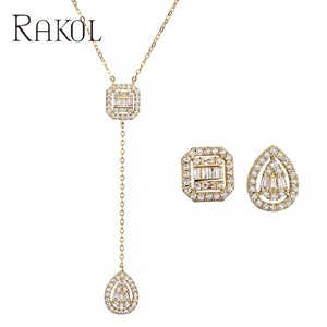Rakol Sp3177 Bông Tai Cubic Zirconia Mặt Dây Chuyền Vòng Cổ Trang Sức <span class=keywords><strong>Set</strong></span> Cô Dâu Bông Tai Bạc - Product Image 5