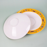 Assiette creuse en mélamine blanche de haute qualité avec motif logo personnalisé, incassable, écologique, sans BPA, compatible lave-vaisselle, 100 pièces