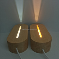 Lámpara LED de noche 3D, Base de madera para acrílico de resina de vidrio, ovalada, USB, DIY, gran oferta