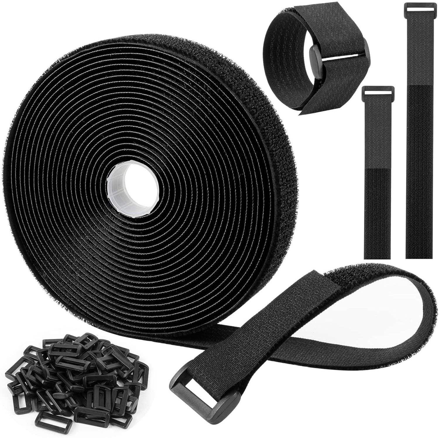 สีดำ กว้าง 2.5 ซม. ยาว 10 เมตร พร้อมกระดุมพลาสติก 30 ปุ่ม