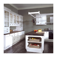 Meubles de cuisine blancs peints en gros pour maison moderne avec vitrine et rangement compact