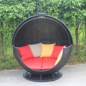 Grand <span class=keywords><strong>lit</strong></span> rond en <span class=keywords><strong>rotin</strong></span> PE pour les loisirs en plein air, toutes saisons - Product Image 2