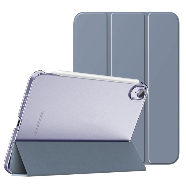 MoKo Well Craft PU Leather Cover Ultra Slim Lightweight Hard Clear Back Case Trifold Cover for iPad Mini 7 6 8.3 2024